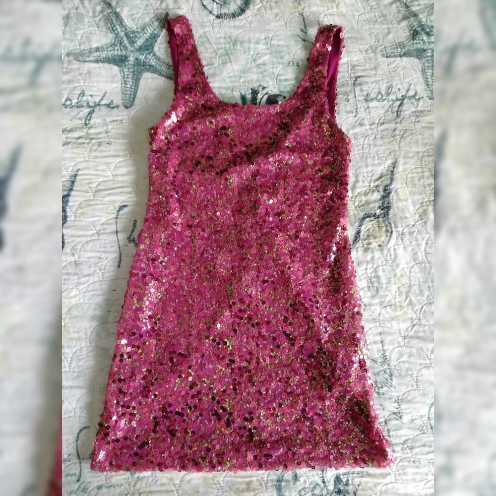 Sleeveless Pink Sparkly Mini Dress/Tunic